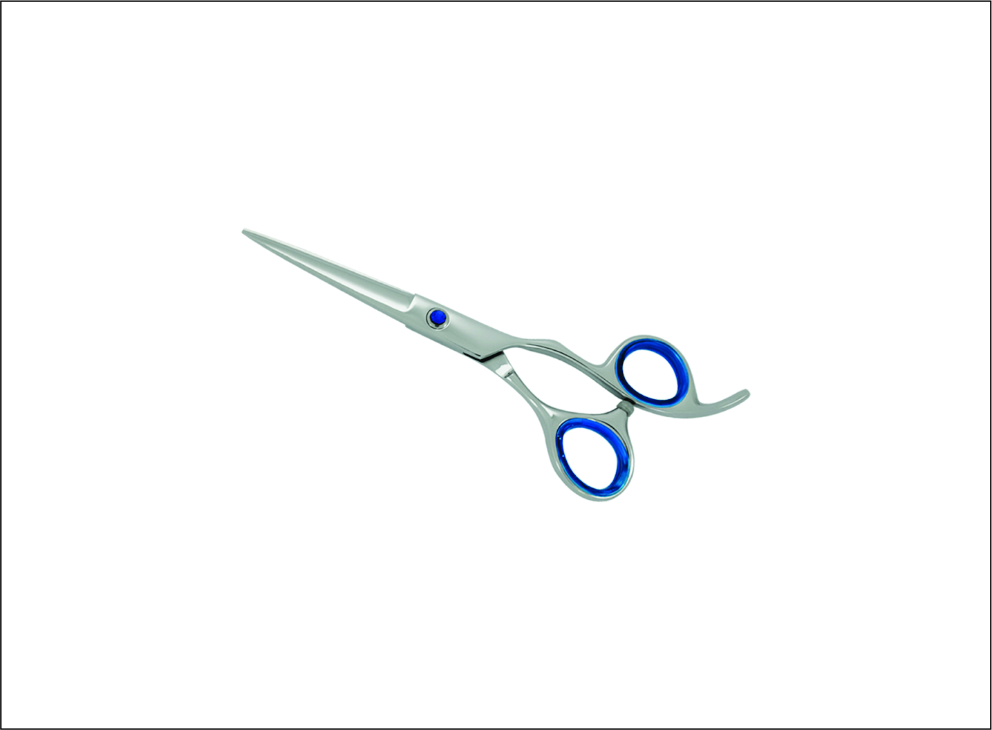Professional Barber Scissors with Blue Finger Inserts