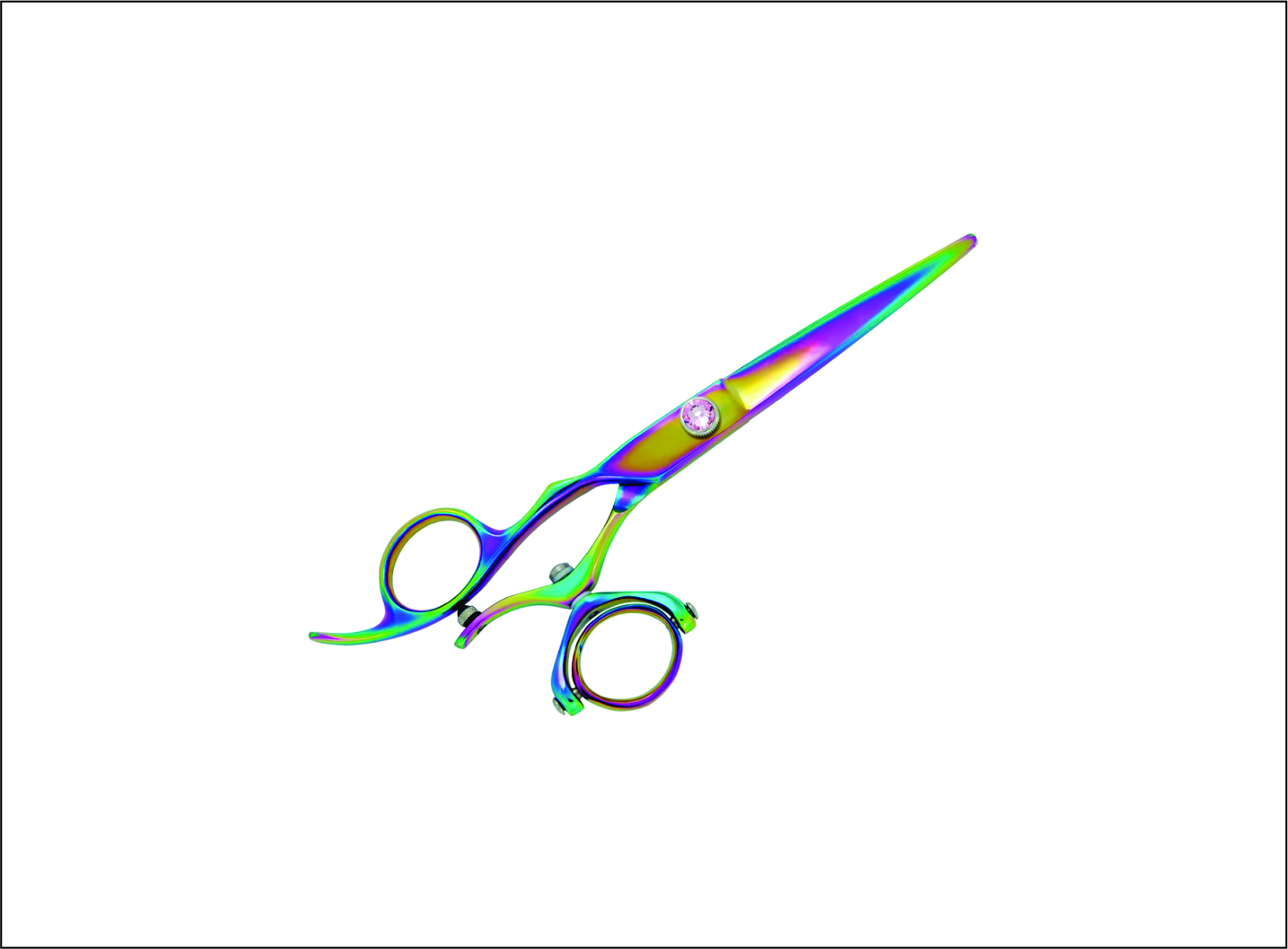 Professional Left-Handed Barber Scissors – Rainbow Titanium