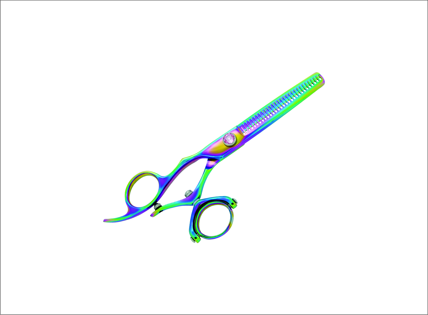 Professional Left-Handed Rainbow Titanium Thinning Scissors