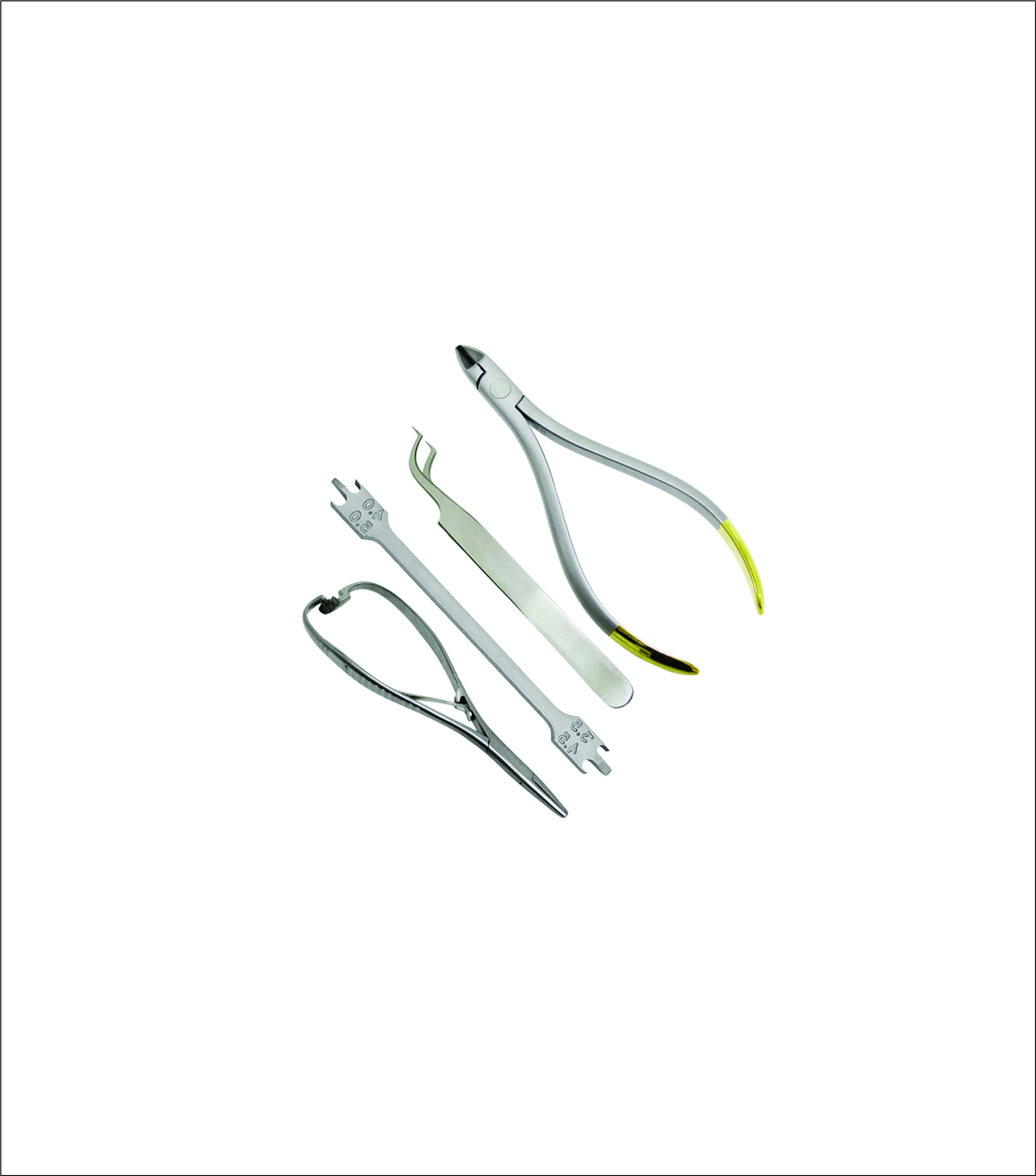 Dental Orthodontic Kit 4 Pcs Ligature Cutter Mathieu Bracket Height Gauge Set